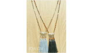 two color silver caps beads rudraksha crystal necklaces